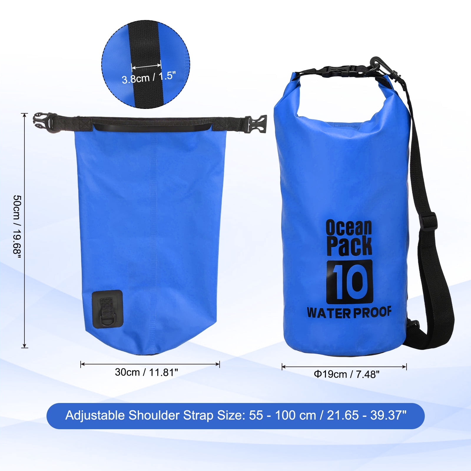 Uxcell Waterproof Dry Bag, 10L Water Proof Bags Lightweight Dry Storage Floating Backpack with Whistle (1 Pack, Blue)