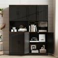 thumbnail image 6 of DIYART 71" Tall Pantry Cabinet with Charging Station, Farmhouse Kitchen Hutch with Adjustable Shelves, Modern Kitchen Pantry Storage Cabinet for Dinning Room & Living Room, Antique Black, 6 of 6