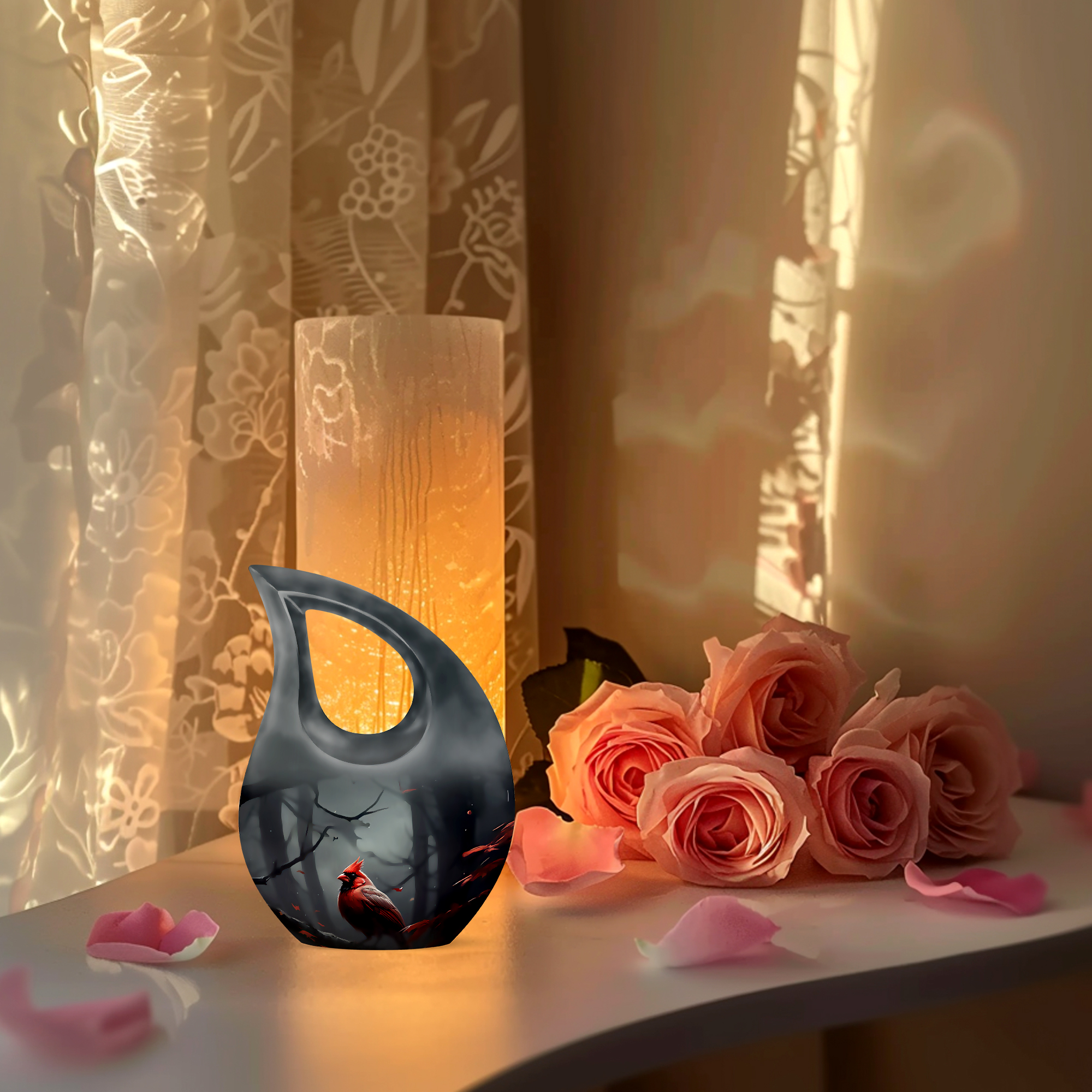 MUKTIVE Cardinal Bird Large Cremation urns for Human Ashes Adult Male - Burial Decorative urn for Human Ashes Adult Women - Memorial Decorative Ashes 10 inch