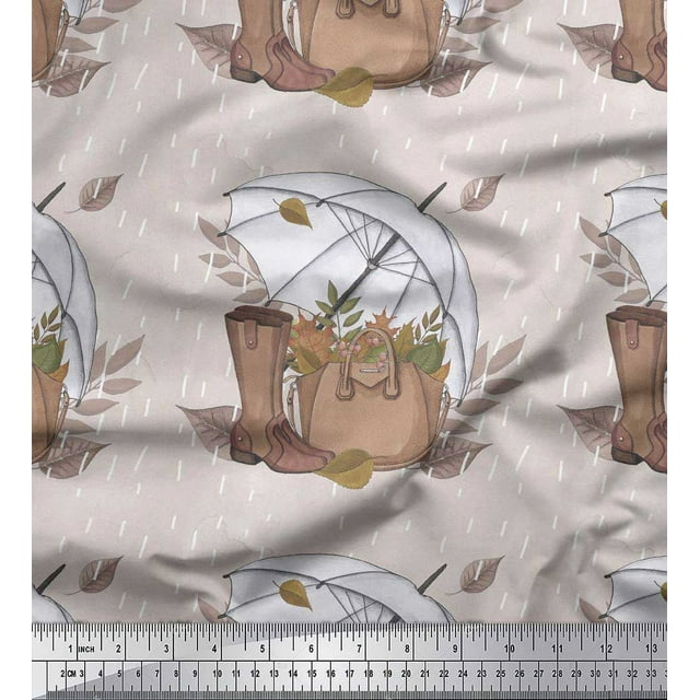 Soimoi Poly Georgette Fabric Swirls & Floral Artistic Print Fabric by Yard 52 Inch Wide