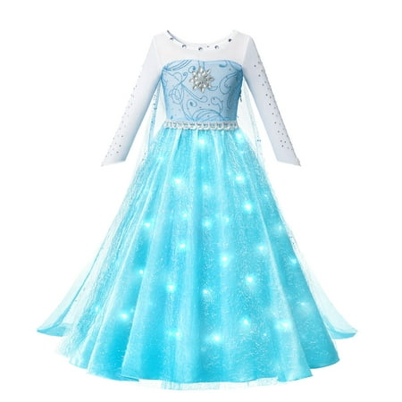 Robe princesse cosplay avec lumière LED pour filles, vêtements de