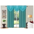 thumbnail image 1 of Juego de 2 paneles y 3 cenefas de cascada a juego, color verde azulado, cortina opaca 100 % privacidad para dormitorio y decoración del hogar, R64, 1 of 3