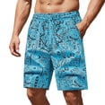 thumbnail image 2 of Men's Lightweight Beach Shorts, Elastic Waist with Aztec-Inspired Geometric Print, Breathable Shorts for Vacation and Outdoor Activities Sky Blue 3XL, 2 of 8