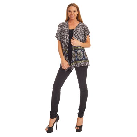kimono cardigan navy sleeve womens yellow short