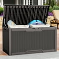 thumbnail image 1 of DEXTRUS Coffre de Terrasse Extérieur en Résine de 100 Gallons, Rangement pour Meubles de Patio Étanche et Verrouillable, Brun Foncé, 1 of 8