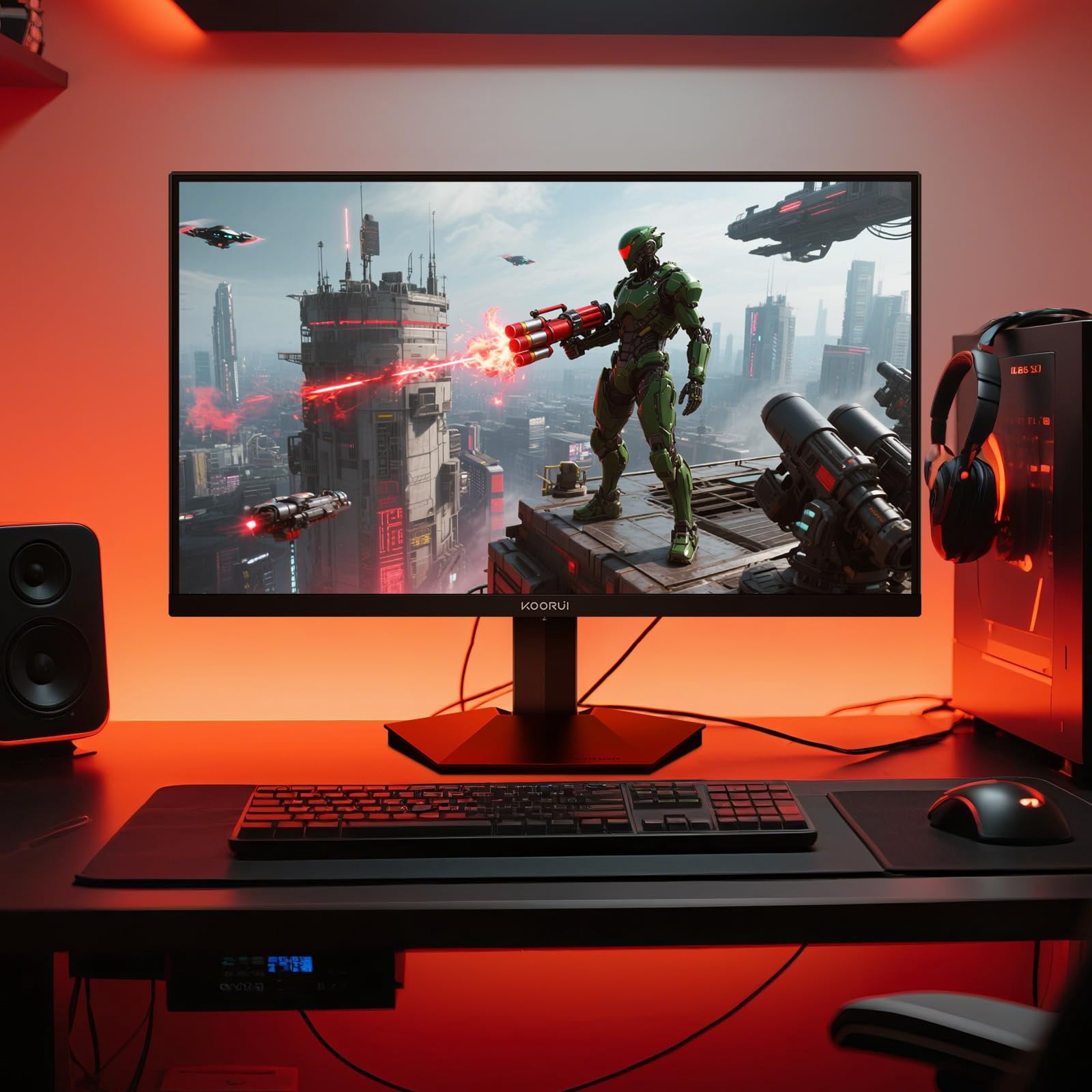 24" Gaming Monitor, 200Hz 1ms Fast IPS, FHD HDR400 Display, 90% DCI-P3 Color Gamut, Adaptive Sync, Ultra Slim Frame, VESA Mountable, HDMI 2.0, DP 1.4
