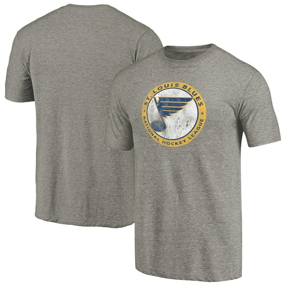 Men's Ash St. Louis Blues Throwback Logo 1970 Tri-Blend T-Shirt