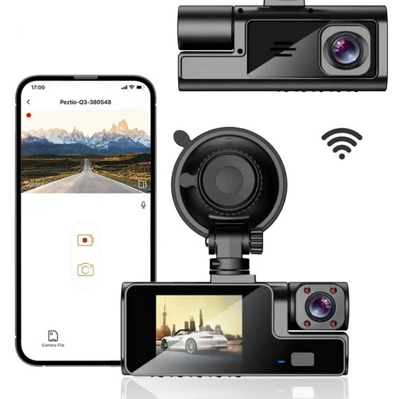 Dvkptbk Dash Cam Front and Inside 1080P FHD Dash Camera for Cars with Infrared Night Vision 140 Degrees Wide Parking Monitor Loop Recording App, Car Accessories