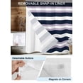 thumbnail image 3 of No Hook Cloth Fabric Shower Curtain with Snap in Liner, Purple Navy Blue Striped Waterproof Shower Curtains Set with See Through Top Window, Abstract Gradient Lines Art Bath Curtains Shower 48"x72", 3 of 6