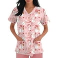 thumbnail image 6 of Garbnen Women Scrub Tops Christmas Workwear Scrubs Women Short Sleeve V Neck Snowman Print Nurse Working Uniforms with Pockets, 6 of 6