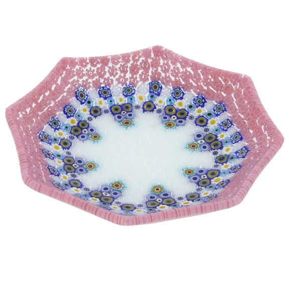 GlassOfVenice Murano Millefiori Octagonal Plate - Pink