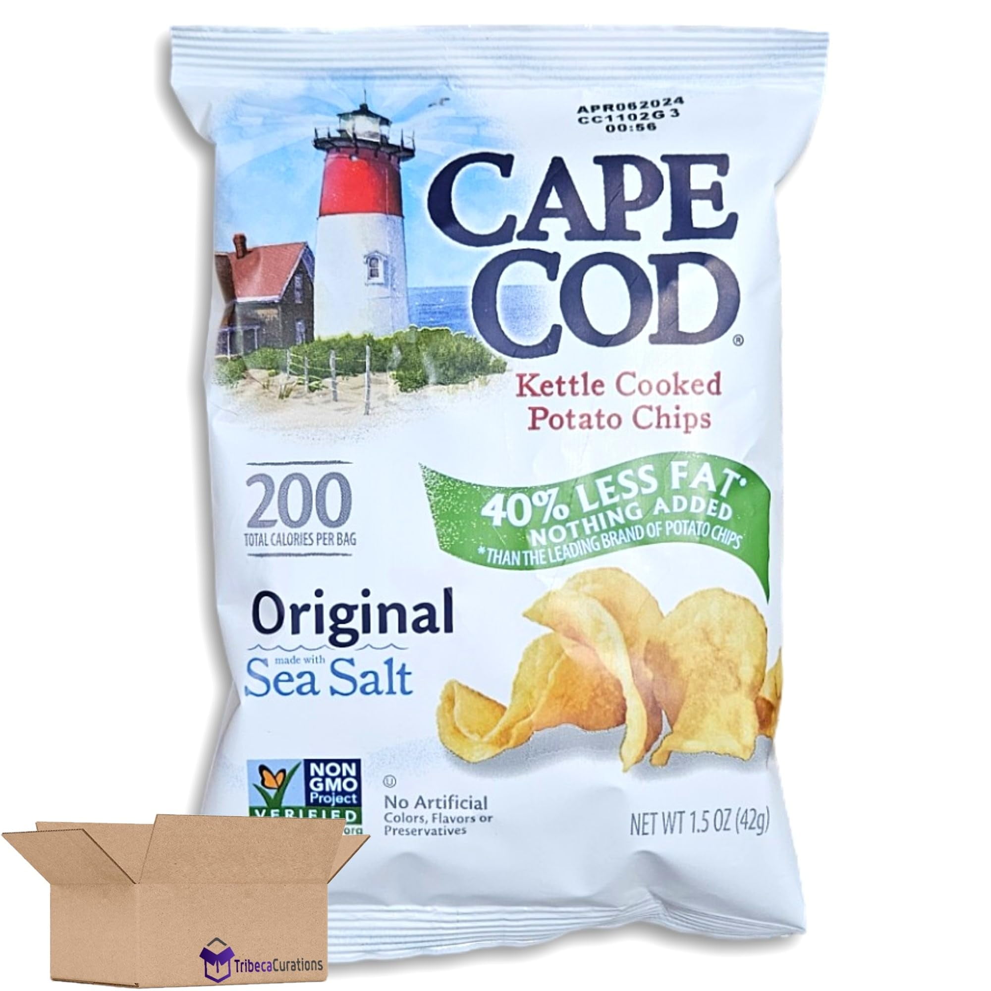 Cape Cod 40% Less Fat Kettle Cooked Potato Chips Value Pack   Original Sea Salt | 1.5 Ounce | Pack of 28