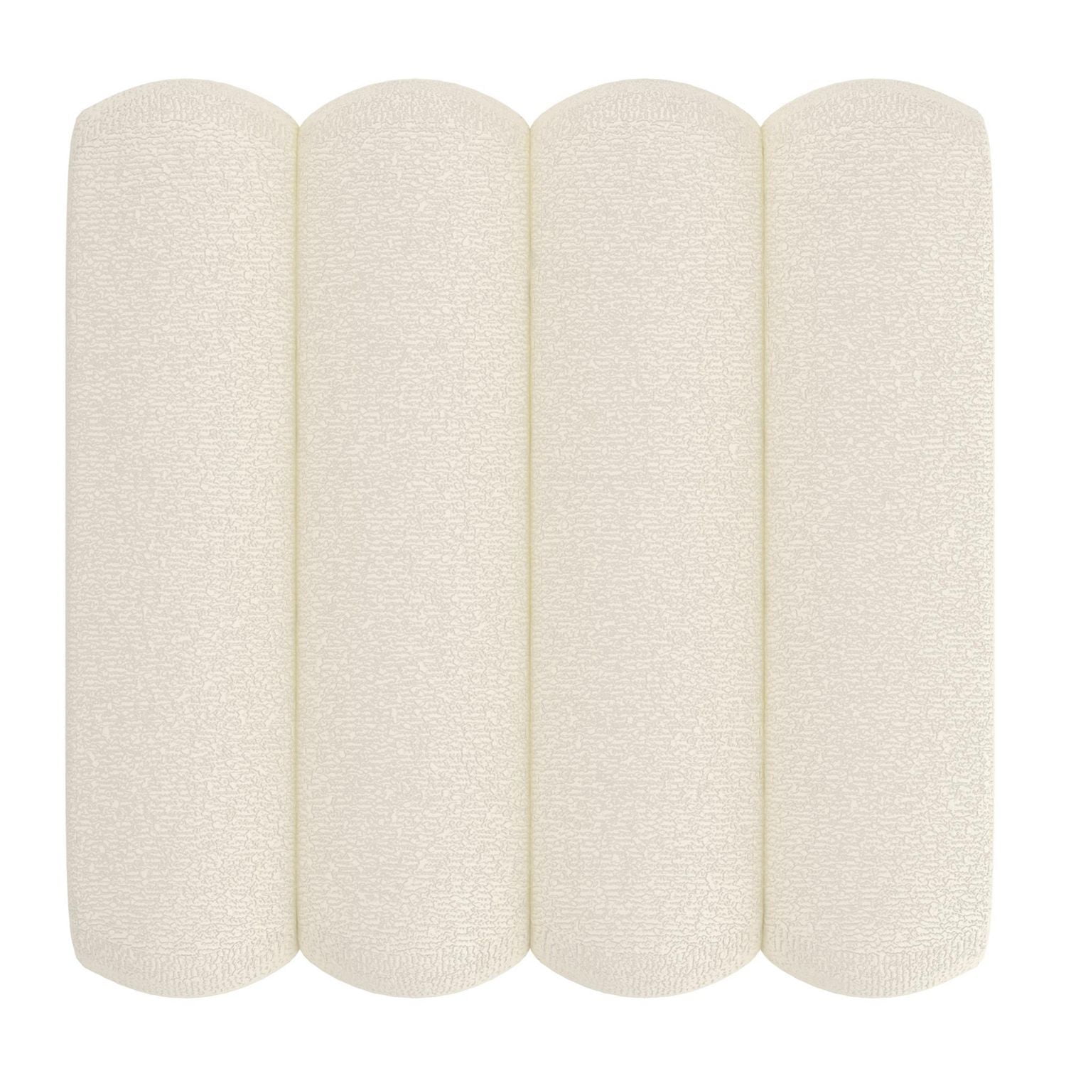 Contemporary Boucle Fabric Small Square Ottoman - Ivory