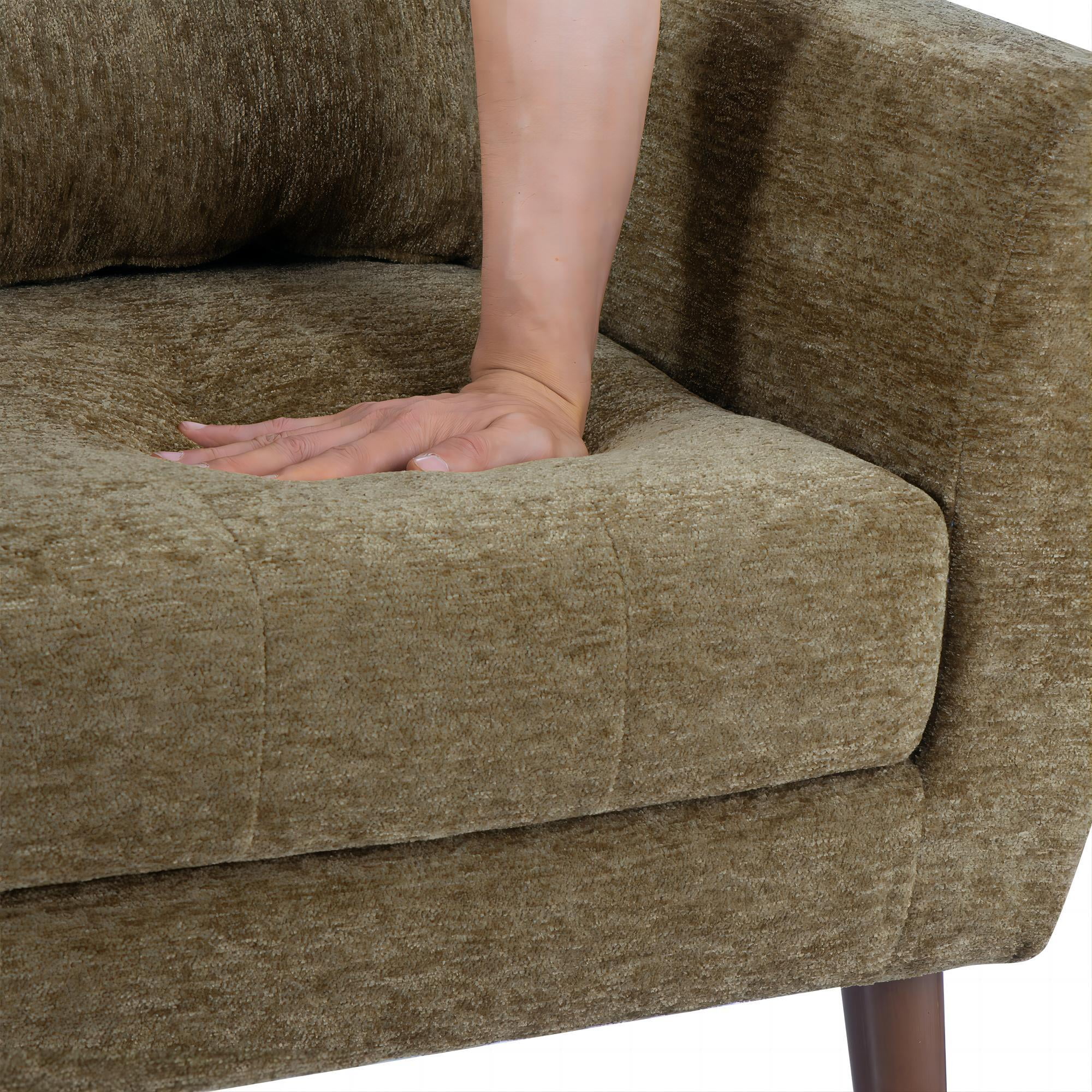 DEALTOPS Upholstered Accent Chair Modern Armchair with Chenille Fabric Lounge for Bedroom-Brown