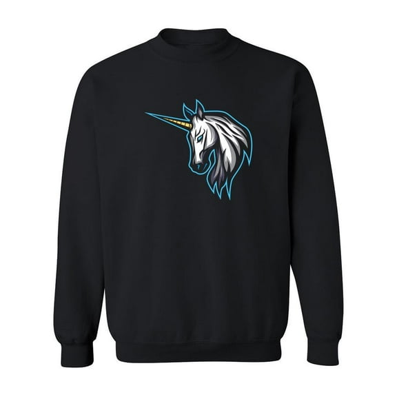 Unicorn Head Blue Outline Sweatshirt Men -Image by Shutterstock, Male Small