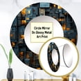 thumbnail image 3 of Designart "A Cityscape With Skyscrapers Resembling Copper Canyons" Skyscrapers Round Mirror Wall Decor Industrial - Large Blue Round Bathroom Mirror - Round Mirror - 29" x 29", 3 of 6