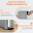 thumbnail image 3 of YRLLENSDAN Small Bathroom Trash Can with Lid, Step Trash Can with Foot Pedal, Stainless Steel Small Garbage Can for Bedroom Kitchen Office Dorm, Silver, 3 of 7