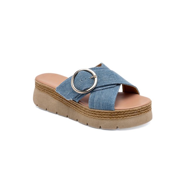 Sandalias con plataforma Exterior Textil Color Mezclilla Para Mujer De RBCOLLECTION