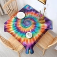 thumbnail image 2 of Rainbow Tie Dye Mandala Pattern Square Tablecloth,Waterproof Square Table Cover,Wipeable Spillproof Washable Table Cover for Home Kitchen Party Decor 42"X42"(107x107cm), 2 of 6