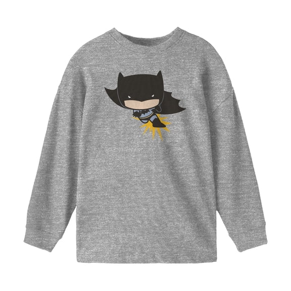 Batman Chibi Batman Boy's Grey Long Sleeve Shirt