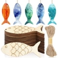 thumbnail image 1 of Recortes de madera con forma de pez Gerrii para Navidad, manualidades, 72 piezas, 1 of 7