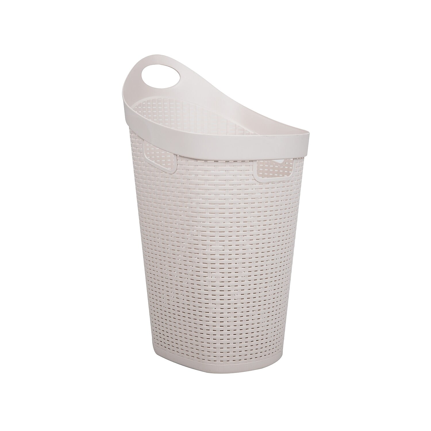 Mind Reader 60L Rolling Laundry Hamper, Clothes Basket, Wheels, Plastic, 29.25"H, Ivory