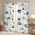 thumbnail image 2 of Homewish Kawaii Truck Blackout Curtains Set of 2 (52x84 Each) for Preppy Kids Children,Cat Theme Window Curtains,Construction Vehicles Curtains and Drapes,Microfiber Bedroom Decor, 2 of 6