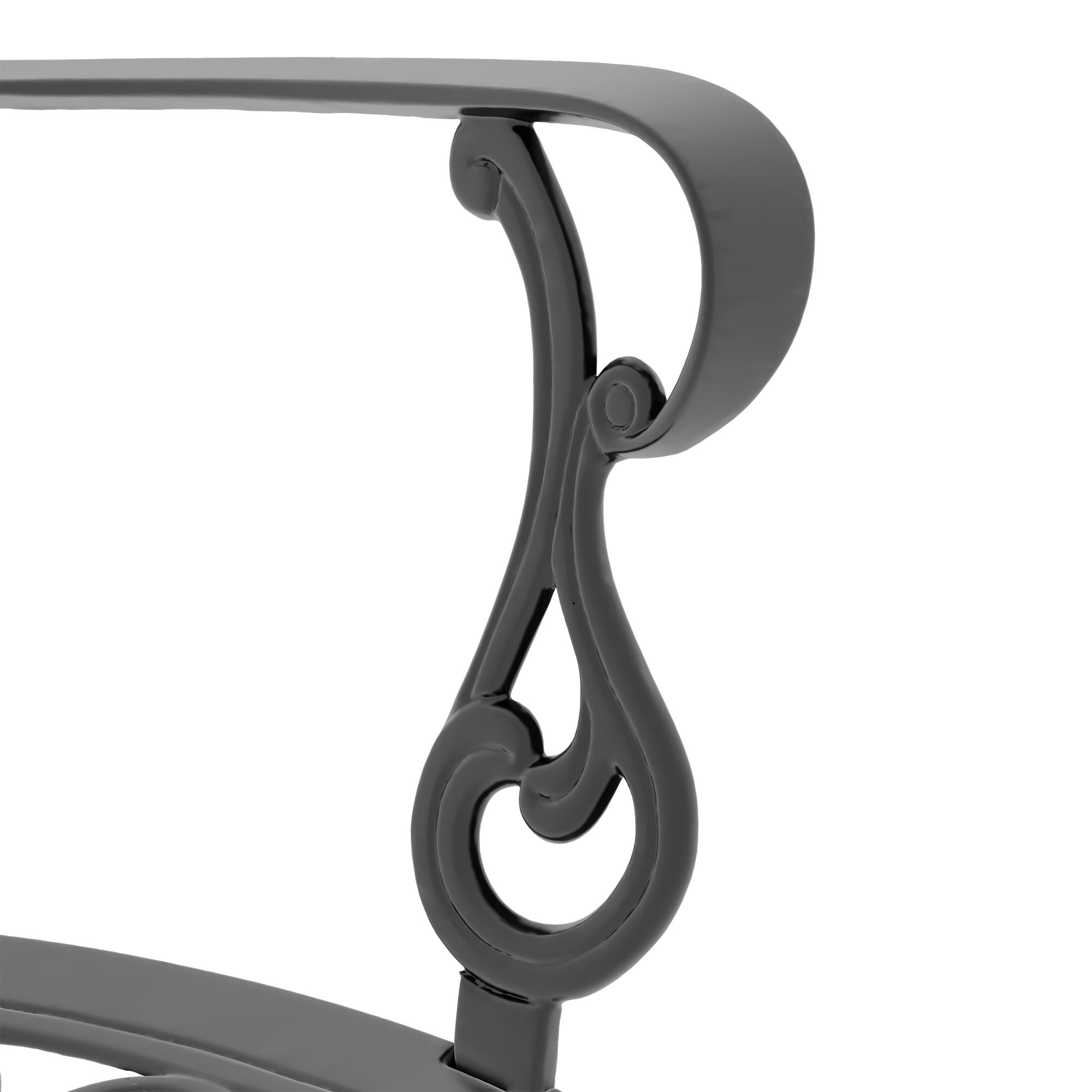 Cast Aluminum Patio Dining Chairs Set of 2 with Black Frame and Beige Cushions for Garden Deck, Black