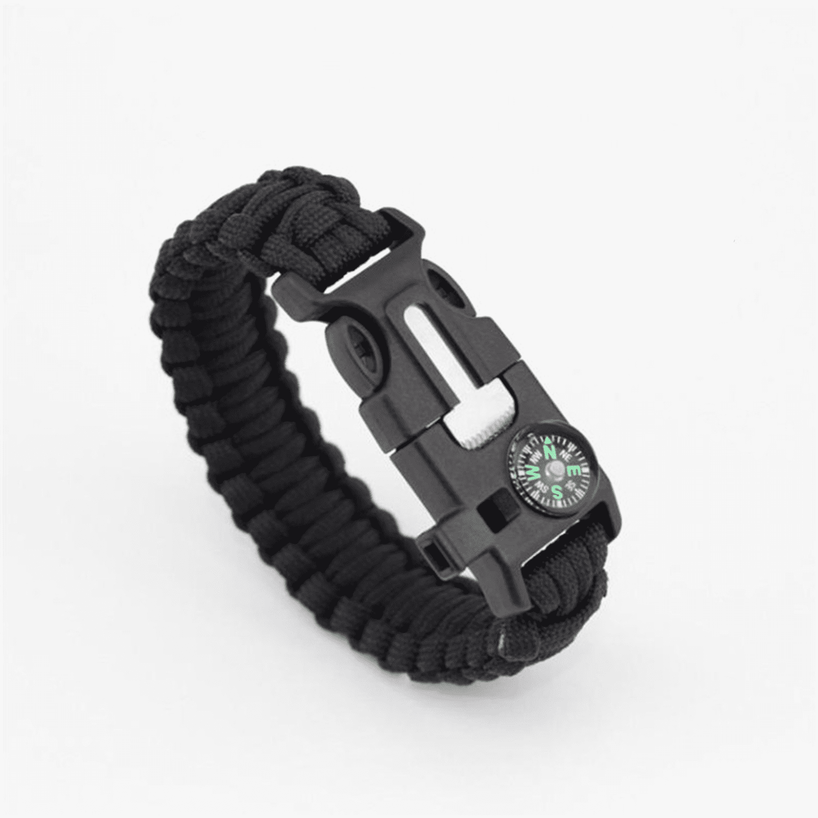 Buckle With Whistle Compass Flint Fire Starter Scaper For Paracord Bracelet HICA