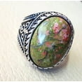 thumbnail image 3 of Unakite Jasper Mens Ring, Natural Unakite Jasper Ring, Oxidized, 925 Silver Ring, Birthday Gift, Heavy Mens Ring, Arabic Design, Ottoman Style Ring, Christmas, Turkey Mens Signet Ring, 3 of 6