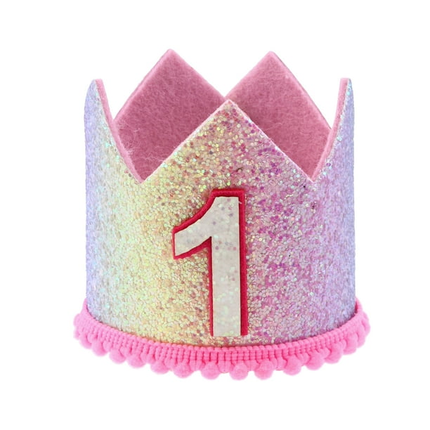 BRIGHTFUFU Gradient Rainbow Kids Party Sombreros Sombreros de cumpleaños para bebés Tocado de fiesta decorativo (1 año de edad)