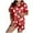 Light Pink, variant on Women's Festive Santa Print Short Sleeve Pajama Set Comfy Sleepwear Outfit for Holiday Season