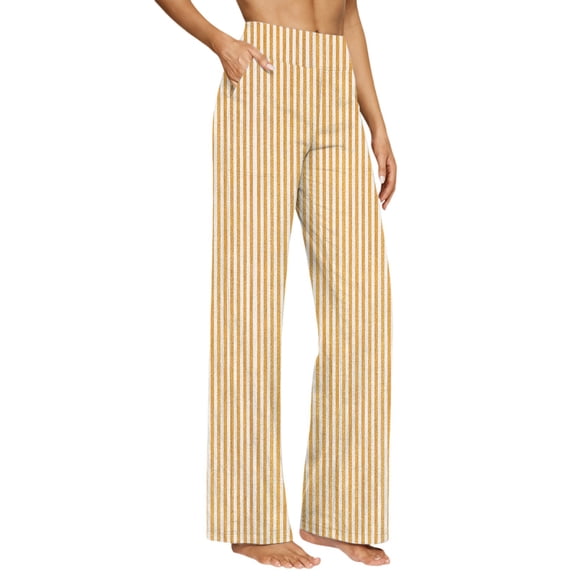 XuJwPNcy Pants for Women Casual High Waisted Striped Pants with Pockets Straight Leg Comfortable Trousers Trendy Soft Clothes