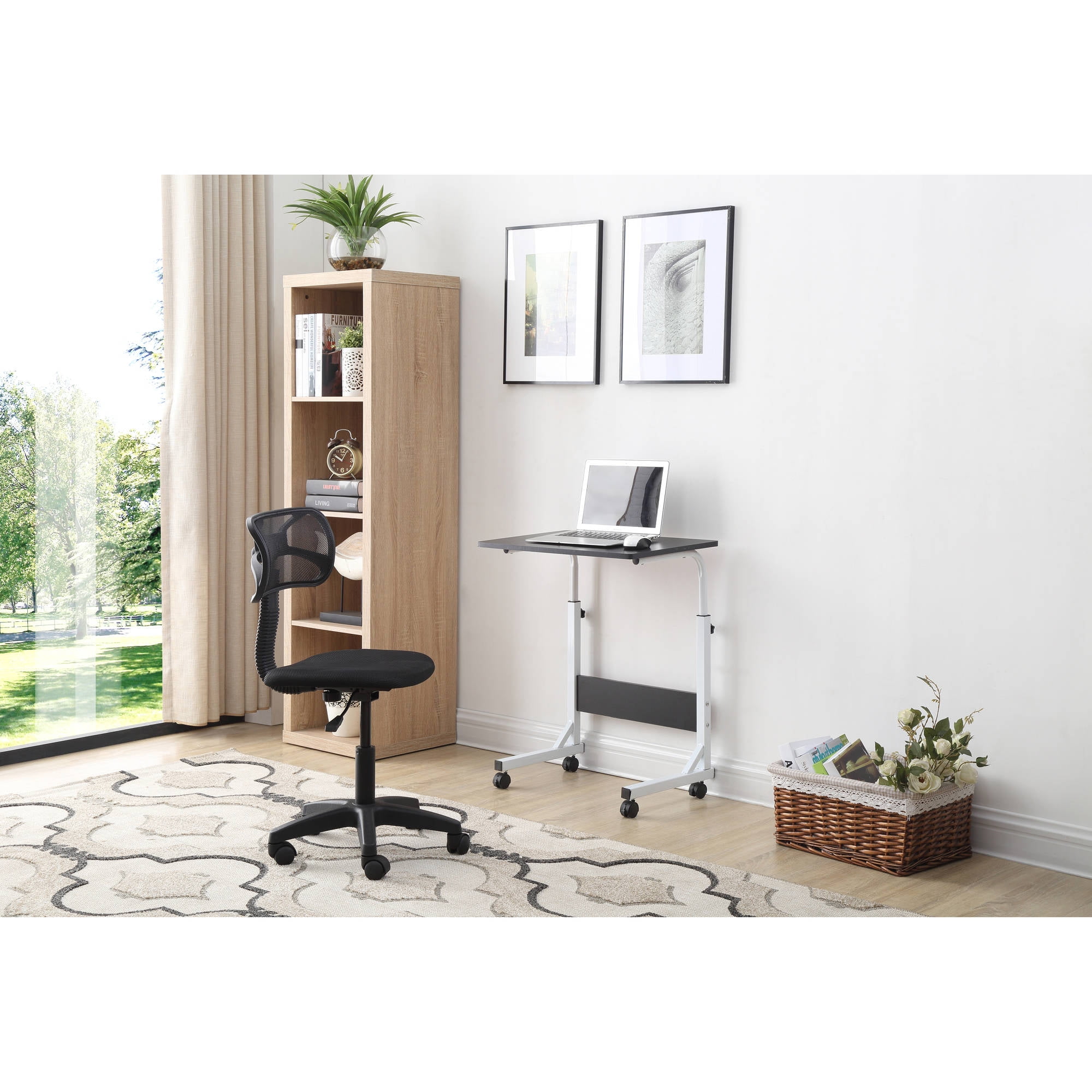 hodedah adjustable height wood top laptop desk on wheels