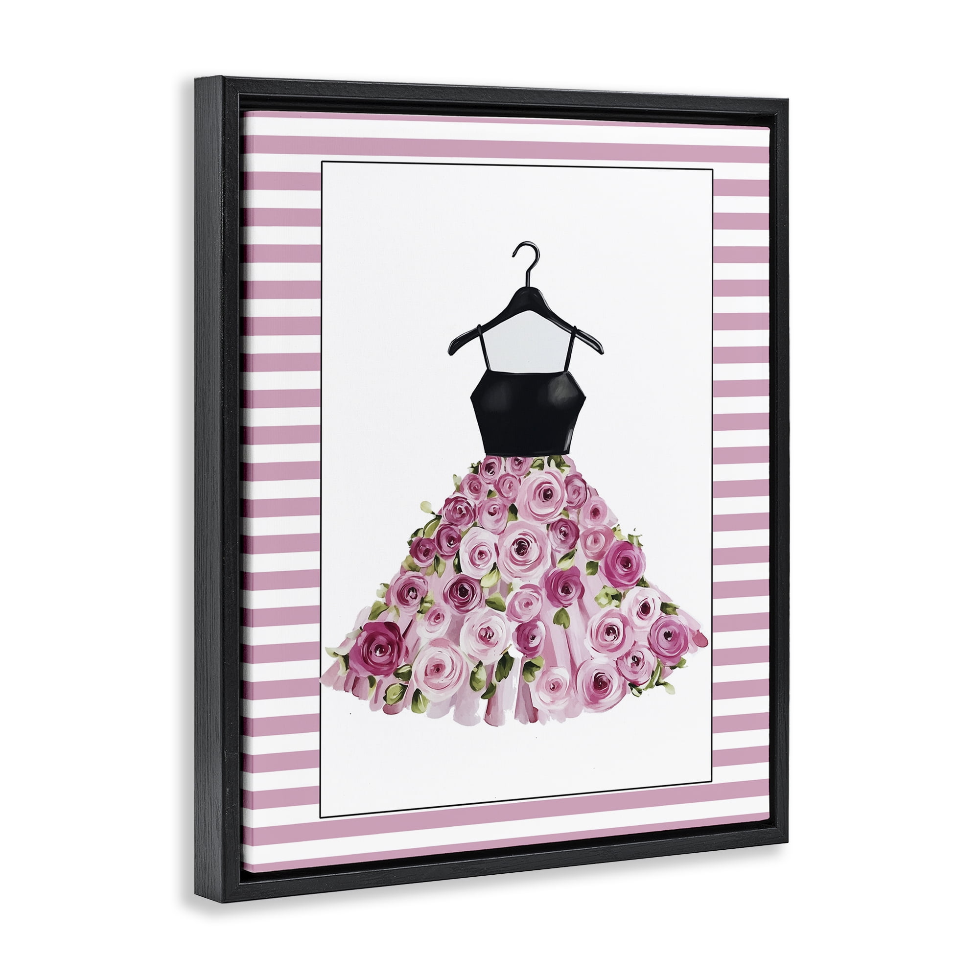 Flower Bedecked Dress Black Framed Floater Canvas Wall Art, design by Christine Simpson Art