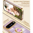 thumbnail image 3 of KOMI for Google Pixel 9 Case,Pixel 9 Pro Case with 2X Screen Protector, 360° Rotatable Ring Holder Magnetic Kickstand,Plated Gold Edge Slim Soft TPU Protective Cover for Google 9 (Purple), 3 of 7