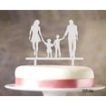 thumbnail image 1 of Wedding Cake Topper With Children Family Silhouette Cake Topper Cake Decorations Cake Color Option Available 6-7 Inches Wide, 1 of 1