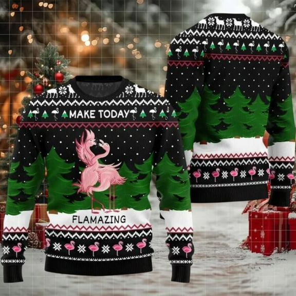 2025 Make Today Flamazing Flamingo Christmas Sweater