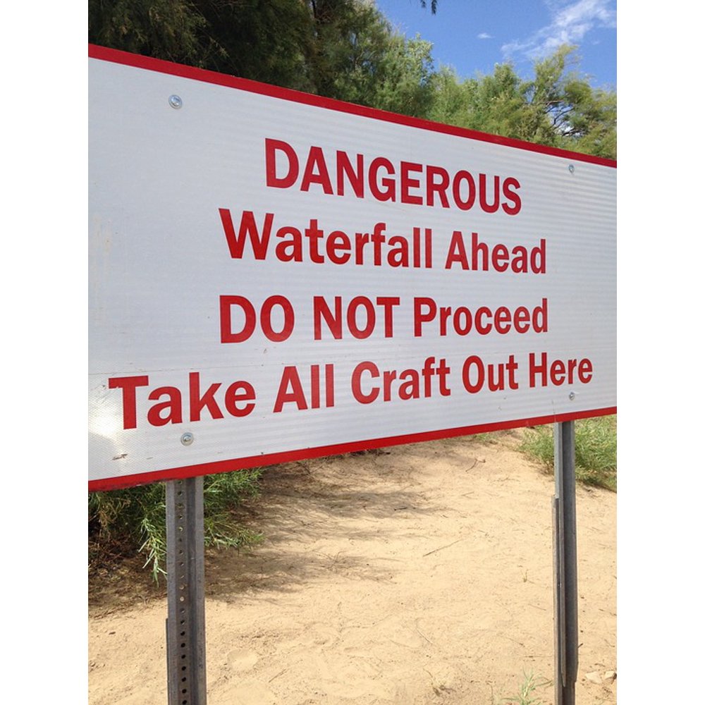 PeelnStick Poster of Dangerous Danger Water Rafting Sign Warning