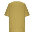 thumbnail image 5 of Womens Tops Under $10 Women Print Short Sleeve Loose Button Round-Neck Shirt Solid Blouse Tops Yellow Xl, 5 of 6