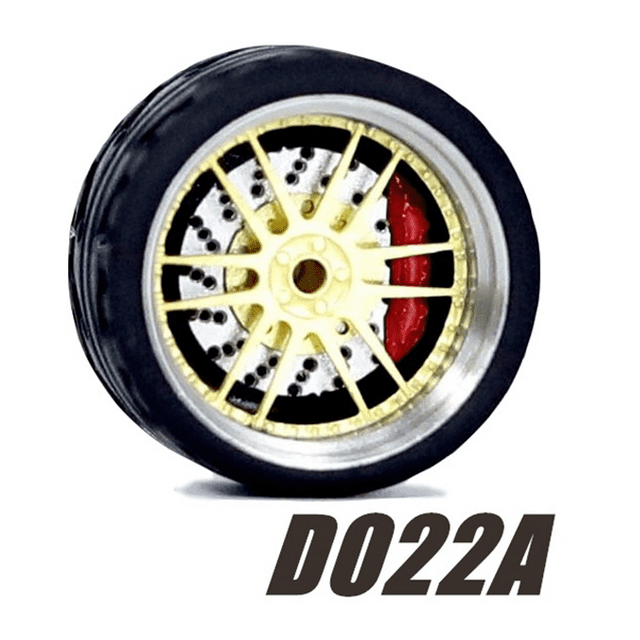 Carlomo Roues 1/64 pour Modèle de Voiture D-Class 2 Ensemble de Détail en Alliage Pièces de Réparation avec Pneus en Caoutchouc Disques de Frein Passe-Temps Adultes D022A