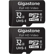 Gigastone 32GB Micro SD Card, FHD Video UHS-I U1 Class 10, for Surveillance, Security, Action Cameras, Drone, Dash Cams, 2 Pack (2x32GB)