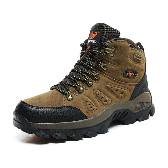Mens Hiking Boots Outdoor Hiking Trekking Work Climbing Shoes Slip Resistant Lightweight Camping Work Shoes Brown 7 US