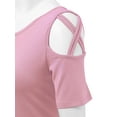 thumbnail image 4 of Made by Johnny Women's Loose Short Sleeve Strappy Cold Shoulder Top M PINK, 4 of 6