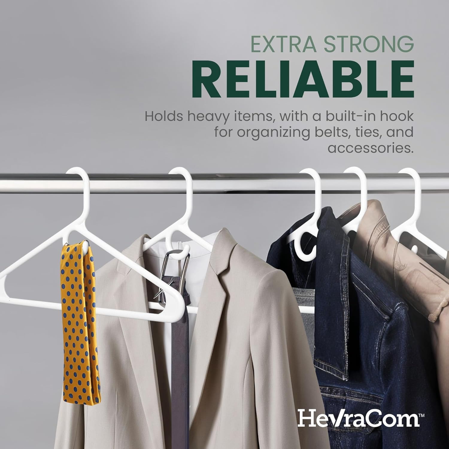 HevraCom 50-Pack Family Plastic Clothes Hangers White