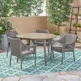 thumbnail image 7 of Noble House Donatella 5 Piece Wooden Round Patio Dining Set in Gray, 7 of 7