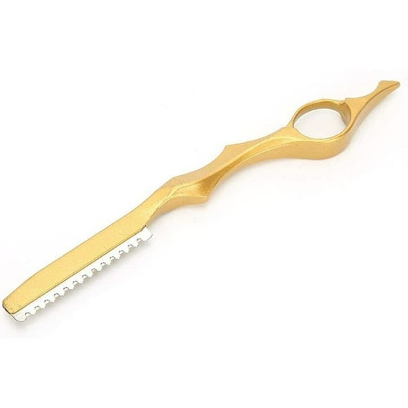 Hair thinning scissors, cutting teeth, stainless steel razor blades for hairdressers, texturizing (gold)