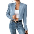 thumbnail image 2 of Kilaqueen Cropped Blazer for Women Puff Long Sleeve Open Front Flat Lapel Collar Bolero Blazers Casual Work Office Business Dressy Cardigan Suit Jacket, 2 of 5