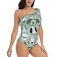 thumbnail image 3 of Sikiie Puppy Print Women One Piece Swimsuits Tummy Control One Shoulder Bathing Suits Ruffle Swimwear, From S to XXL-Large, 3 of 6