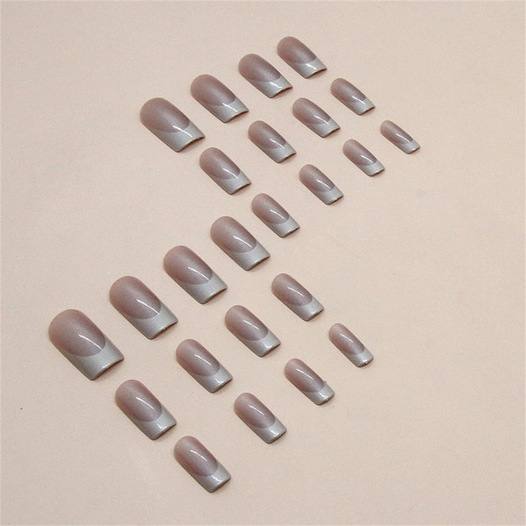 Fofosbeauty 24pcs Press on Nails, 2024 Artificial Nails Short Coffin Tips Design, Aurora French White